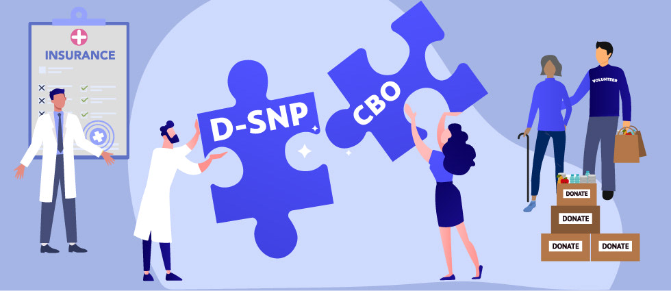 CBO and D-SNP Partnership graphic with puzzle pieces